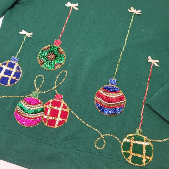 Bobby brooks Christmas sweater sequin ornament sparkle holiday sweater size Sm - Picture 5 of 5